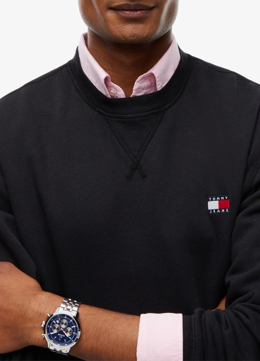 Tommy Hilfiger Sweater met logoborduring - detail 2 zwart