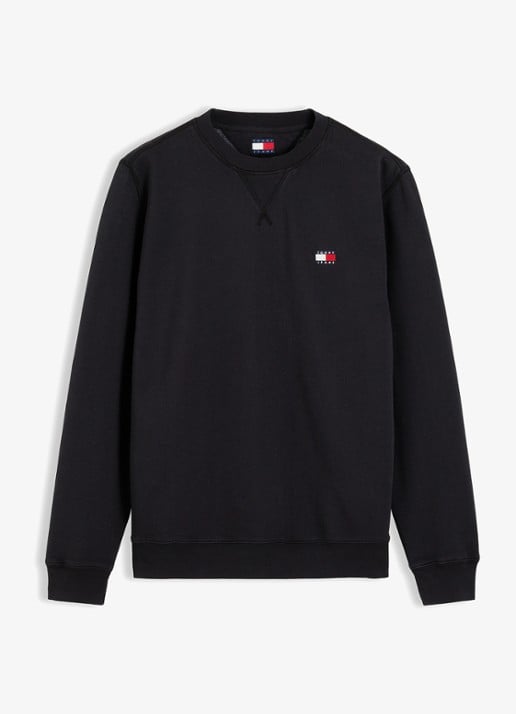 Tommy Hilfiger Sweater met logoborduring - voorkant 3 zwart