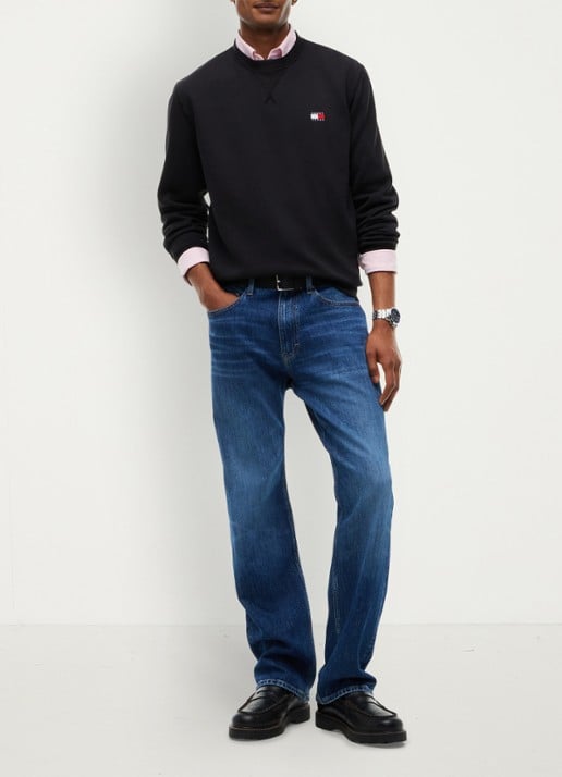 Tommy Hilfiger Sweater met logoborduring - voorkant 4 zwart