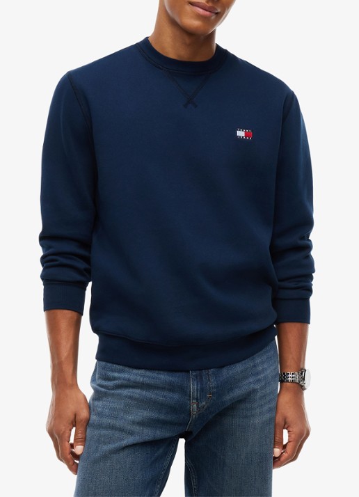 Tommy Hilfiger Sweater met logoborduring - detail donkerblauw