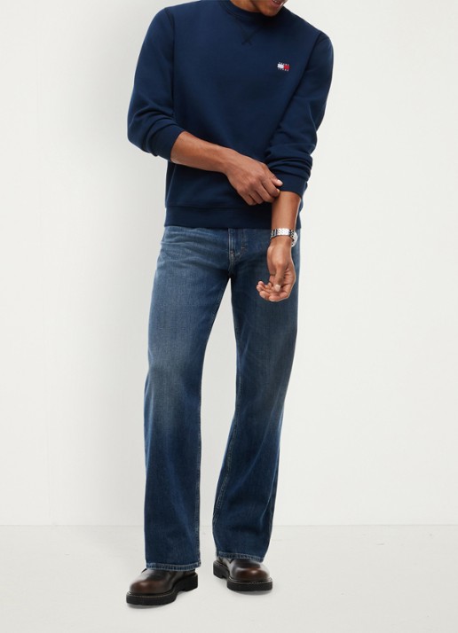 Tommy Hilfiger Sweater met logoborduring - voorkant 5 donkerblauw