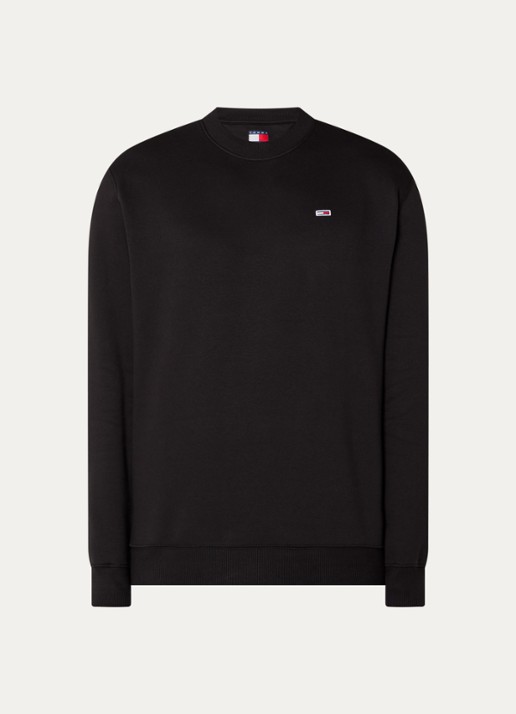 Tommy Hilfiger Sweater met logoborduring - voorkant 3 zwart