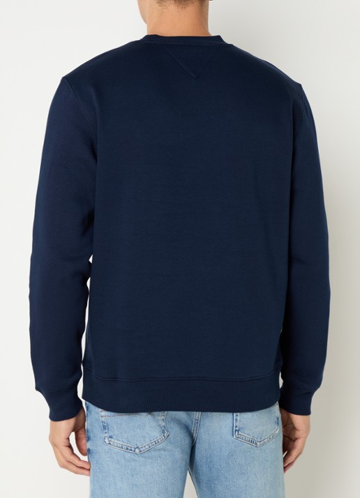 Tommy Hilfiger Sweater met logoborduring - achterkant donkerblauw
