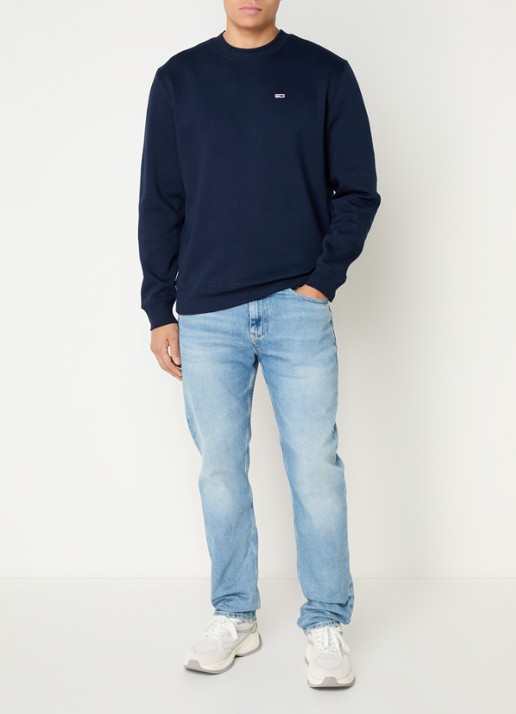 Tommy Hilfiger Sweater met logoborduring - voorkant 3 donkerblauw