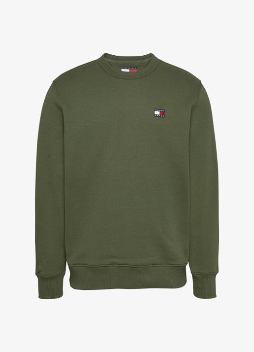 Tommy Hilfiger Sweater met logoborduring - voorkant legergroen