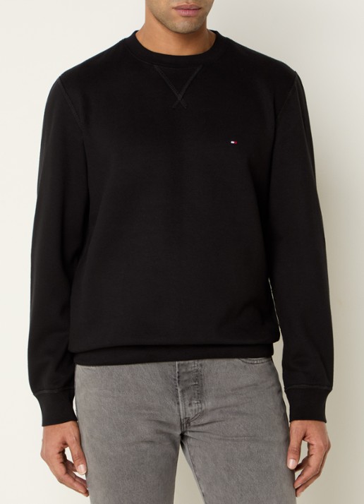 Tommy Hilfiger Sweater met logoborduring - detail 4 zwart