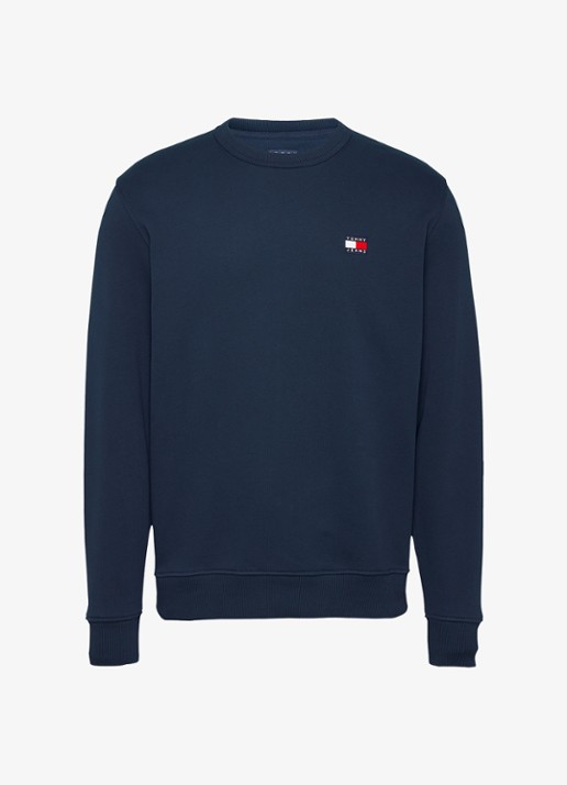 Tommy Hilfiger Sweater met logoborduring - voorkant donkerblauw