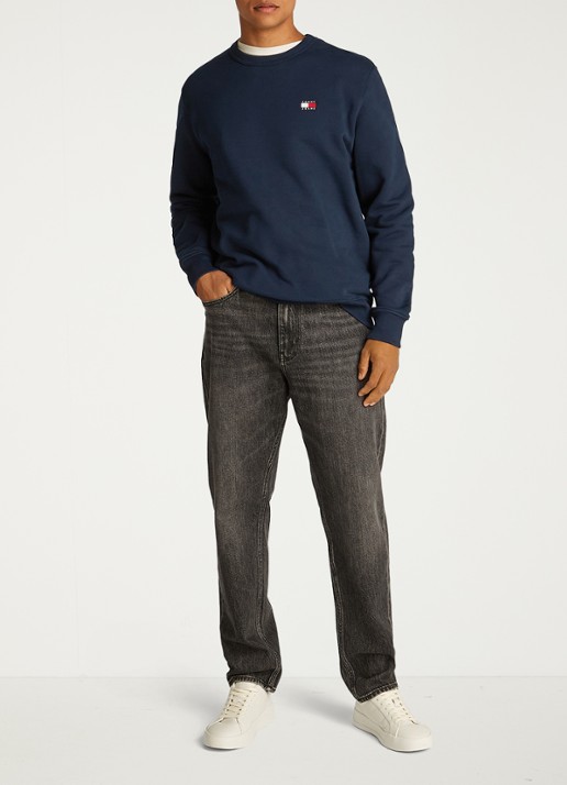 Tommy Hilfiger Sweater met logoborduring - voorkant 2 donkerblauw