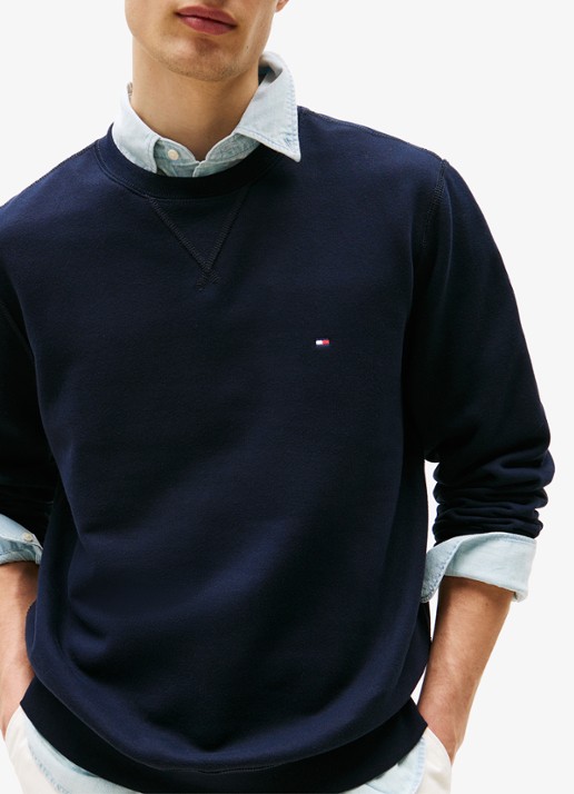 Tommy Hilfiger Sweater met logoborduring - detail 5 donkerblauw
