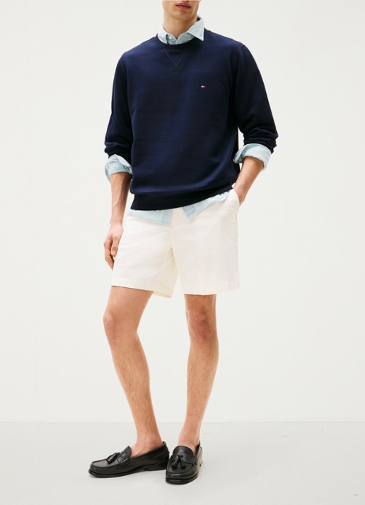Tommy Hilfiger Sweater met logoborduring - voorkant 3 donkerblauw
