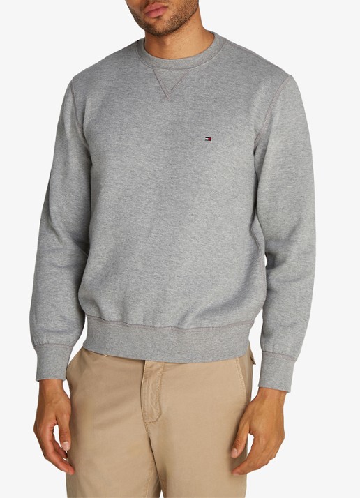 Tommy Hilfiger Sweater met logoborduring - detail 3 grijsmele