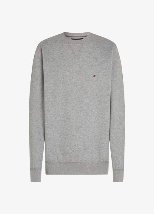 Tommy Hilfiger Sweater met logoborduring - voorkant 8 grijsmele