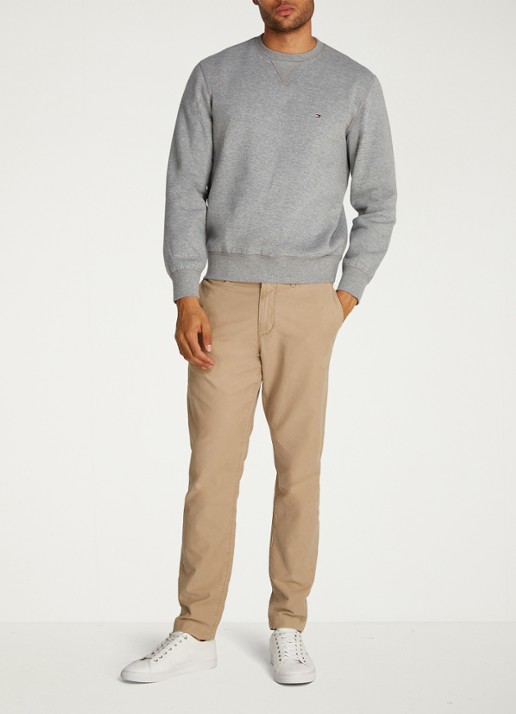 Tommy Hilfiger Sweater met logoborduring - voorkant 9 grijsmele