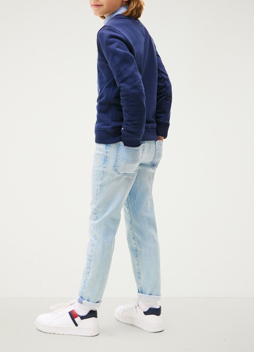 Tommy Hilfiger Sweater met logoborduring  - achterkant 6 donkerblauw