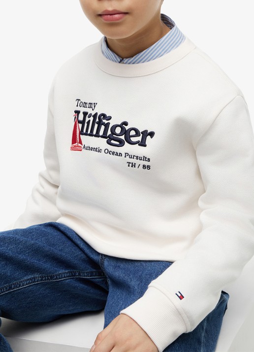 Tommy Hilfiger Sweater met logoborduring - detail 2 wit