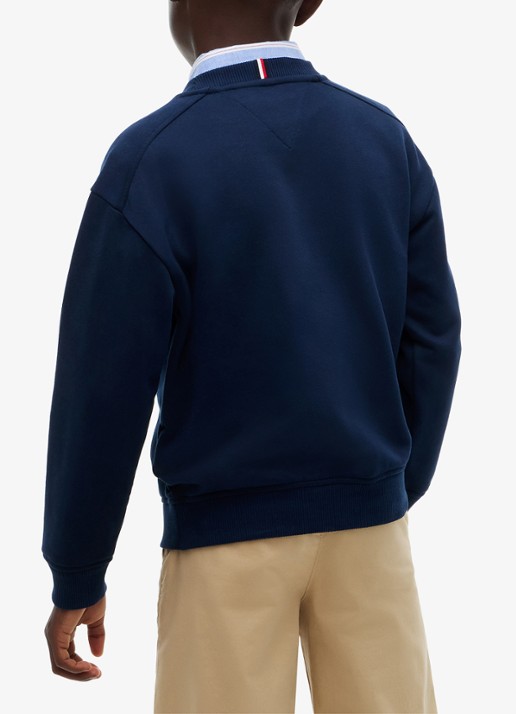 Tommy Hilfiger Sweater met logoborduring  - achterkant 3 donkerblauw