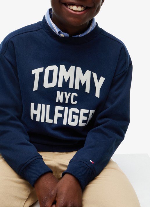 Tommy Hilfiger Sweater met logoborduring  - detail 2 donkerblauw