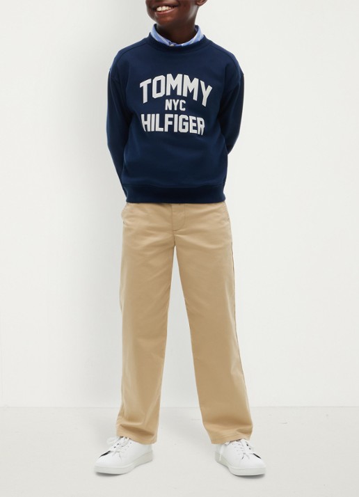 Tommy Hilfiger Sweater met logoborduring  - voorkant 5 donkerblauw