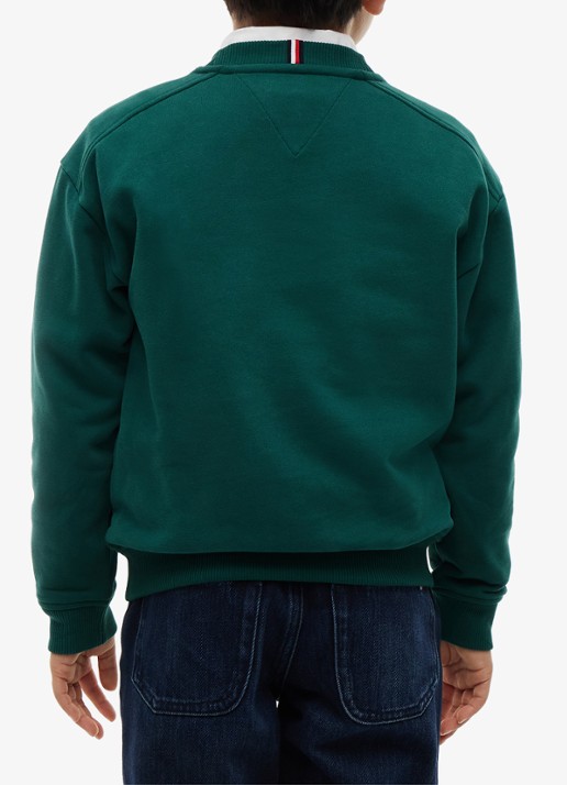 Tommy Hilfiger Sweater met logoborduring  - achterkant donkergroen