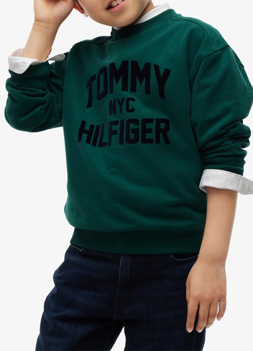 Tommy Hilfiger Sweater met logoborduring  - detail 4 donkergroen