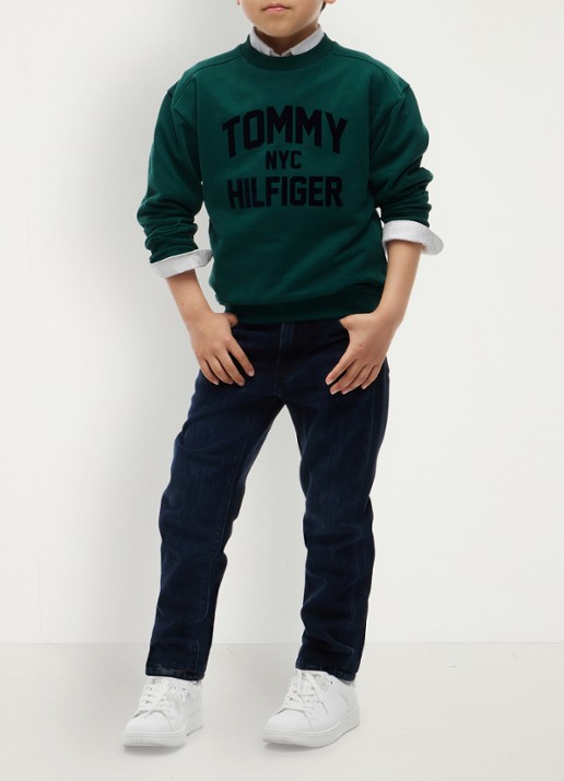 Tommy Hilfiger Sweater met logoborduring  - voorkant 3 donkergroen