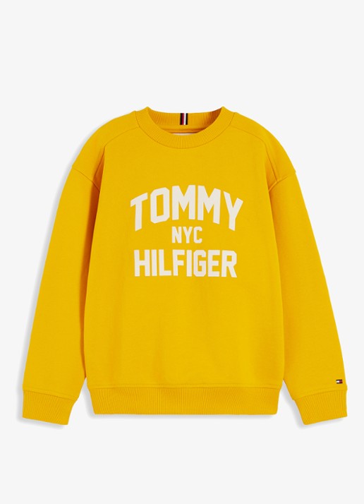 Tommy Hilfiger Sweater met logoborduring  - voorkant 2 geel