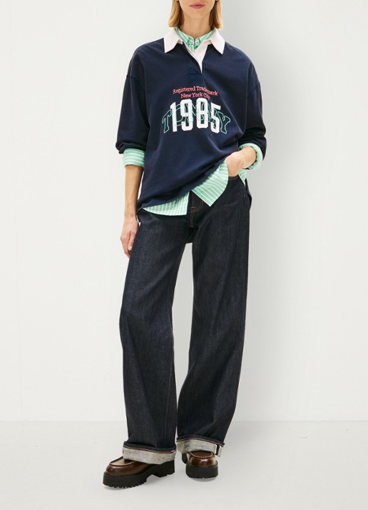 Tommy Hilfiger Sweater met logoprint - voorkant 5 donkerblauw