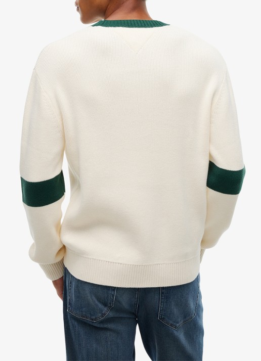 Tommy Hilfiger Sweater met logoprint - achterkant 3 creme