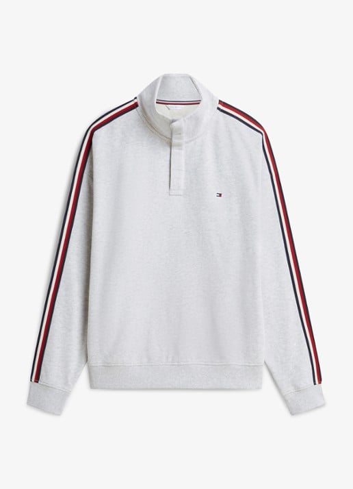 Tommy Hilfiger Sweater met opstaande kraag - voorkant grijs
