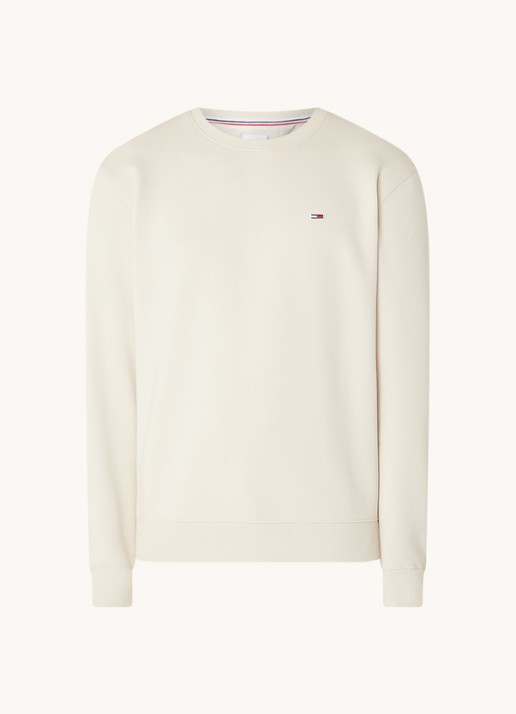 Tommy Hilfiger Sweater met ronde hals en logoborduring  - voorkant 3 creme