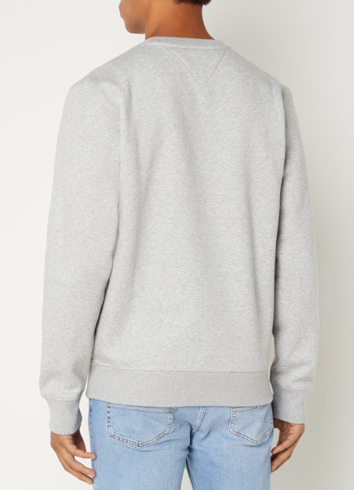 Tommy Hilfiger Sweater met ronde hals en logoborduring  - achterkant 4 grijs