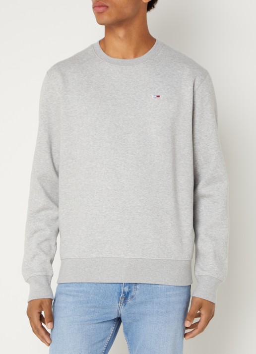 Tommy Hilfiger Sweater met ronde hals en logoborduring  - detail 3 grijs
