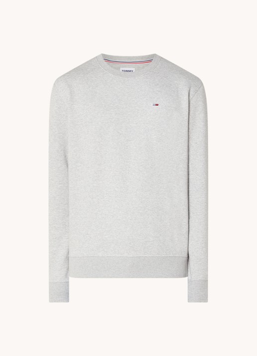 Tommy Hilfiger Sweater met ronde hals en logoborduring  - voorkant grijs