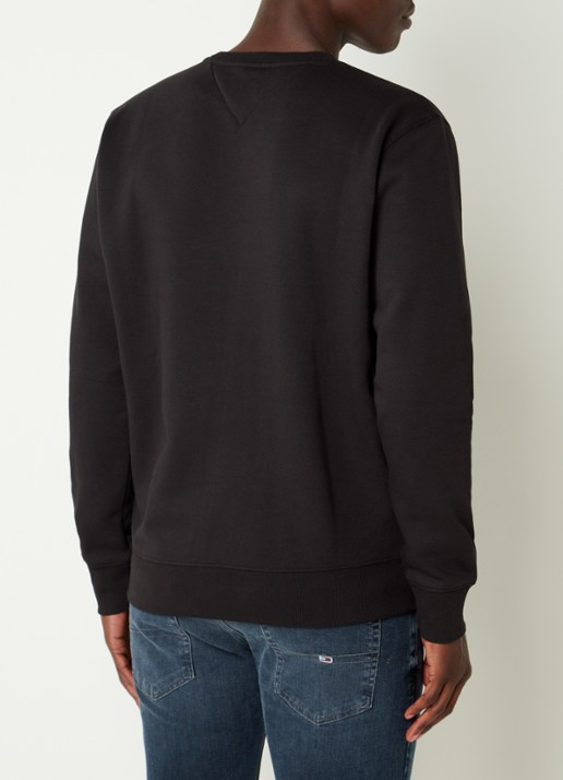 Tommy Hilfiger Sweater met ronde hals en logoborduring  - achterkant zwart