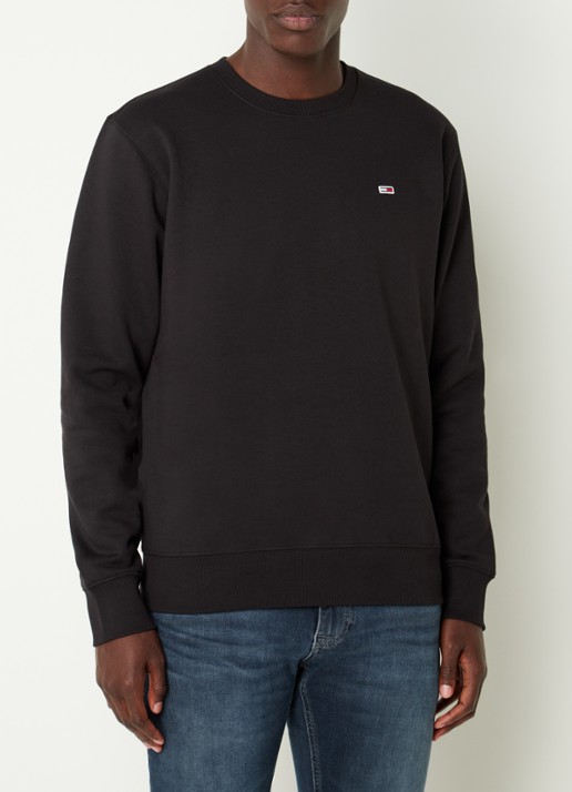 Tommy Hilfiger Sweater met ronde hals en logoborduring  - detail 4 zwart