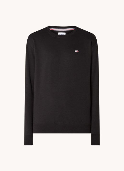 Tommy Hilfiger Sweater met ronde hals en logoborduring  - voorkant 2 zwart