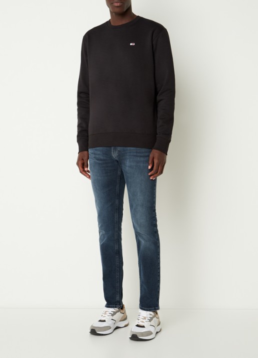 Tommy Hilfiger Sweater met ronde hals en logoborduring  - voorkant 3 zwart