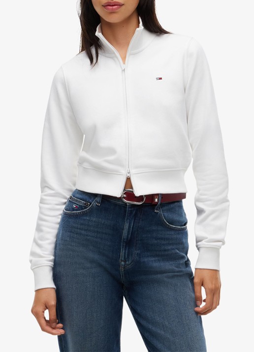 Tommy Hilfiger Sweatvest met opstaande kraag - detail wit