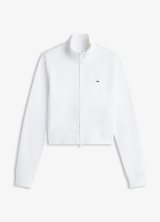 Tommy Hilfiger Sweatvest met opstaande kraag - voorkant 3 wit