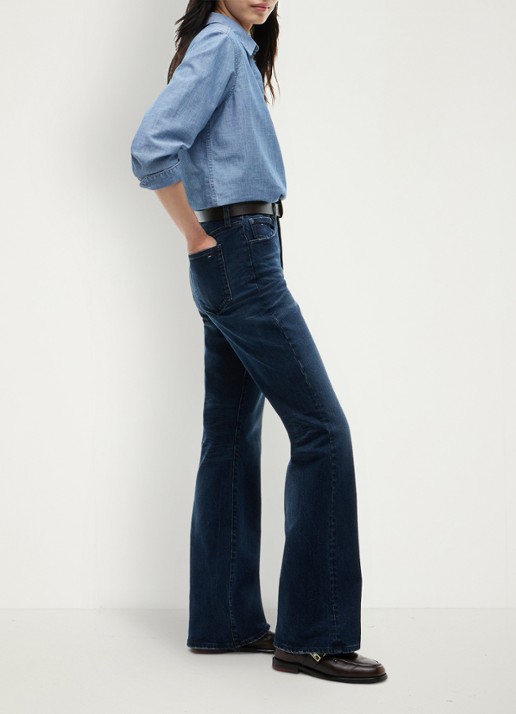 Tommy Hilfiger Sylvia high waist flared jeans met donkere wassing  - detail 5 indigo