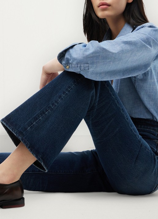 Tommy Hilfiger Sylvia high waist flared jeans met donkere wassing  - detail 6 indigo
