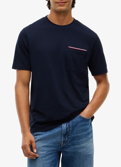 Tommy Hilfiger T-shirt met borstzak - detail 3 donkerblauw