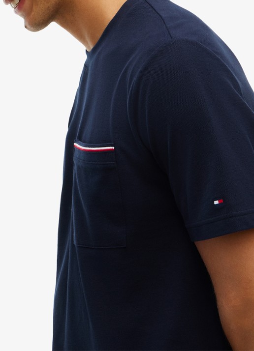 Tommy Hilfiger T-shirt met borstzak - detail 4 donkerblauw
