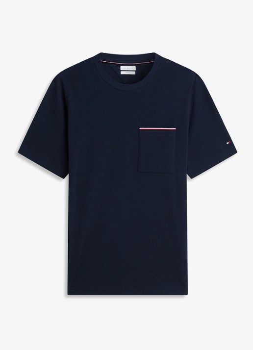 Tommy Hilfiger T-shirt met borstzak - voorkant donkerblauw