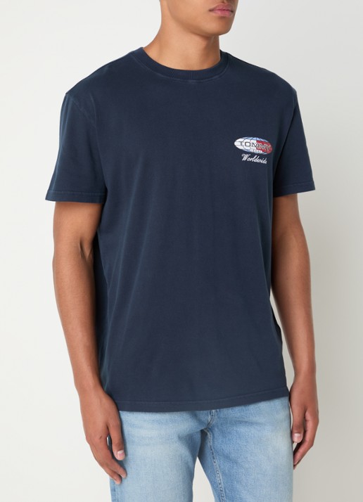 Tommy Hilfiger T-shirt met front- en backprint - achterkant 4 donkerblauw