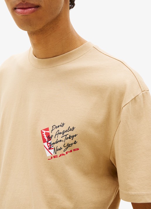 Tommy Hilfiger T-shirt met logo- en backprint - detail 3 beige