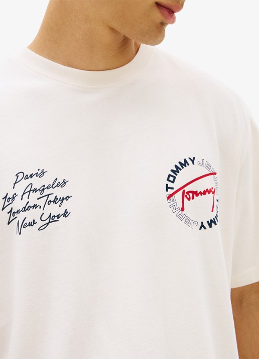 Tommy Hilfiger T-shirt met logo- en backprint - detail 5 beige