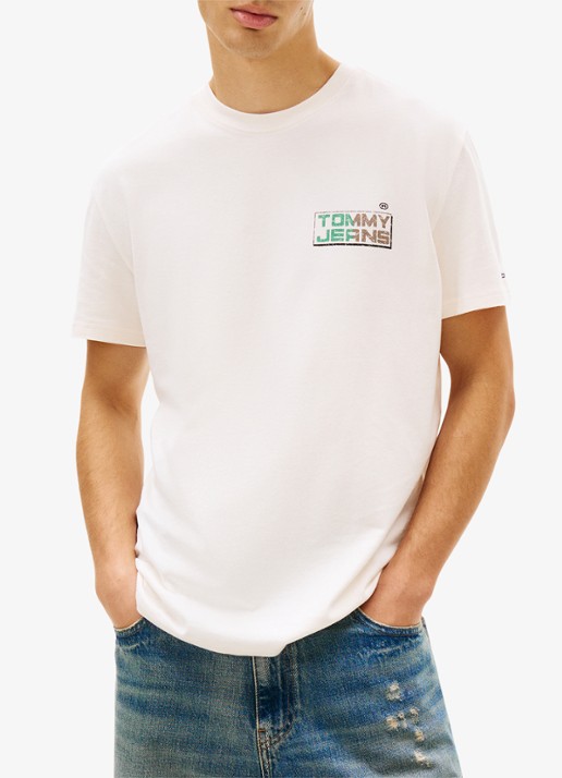 Tommy Hilfiger T-shirt met logo- en backprint - detail 2 beige