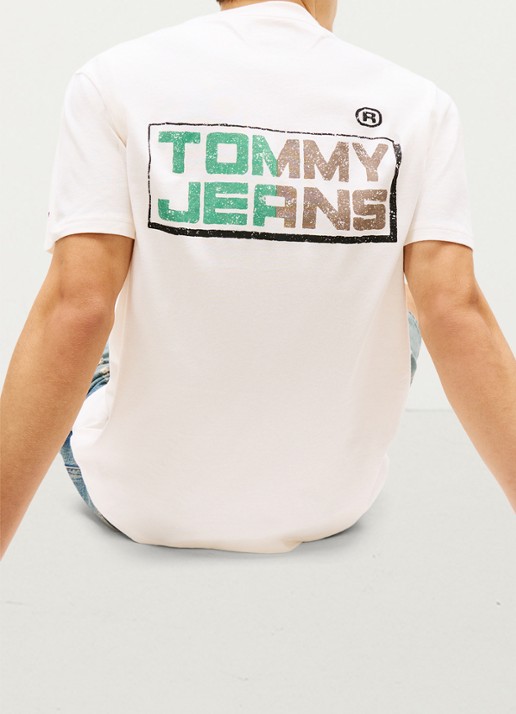 Tommy Hilfiger T-shirt met logo- en backprint - detail 3 beige