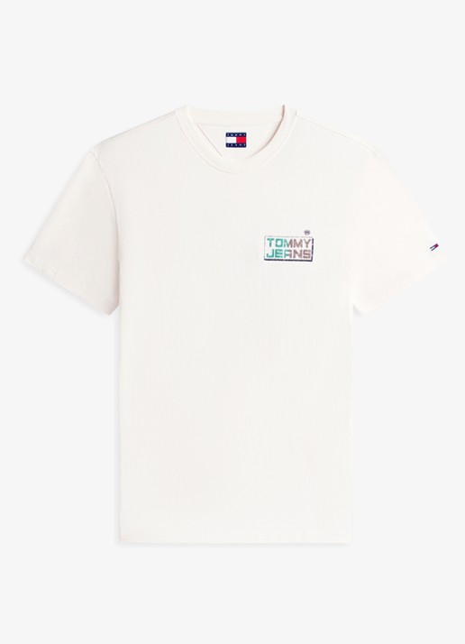 Tommy Hilfiger T-shirt met logo- en backprint - voorkant 4 beige